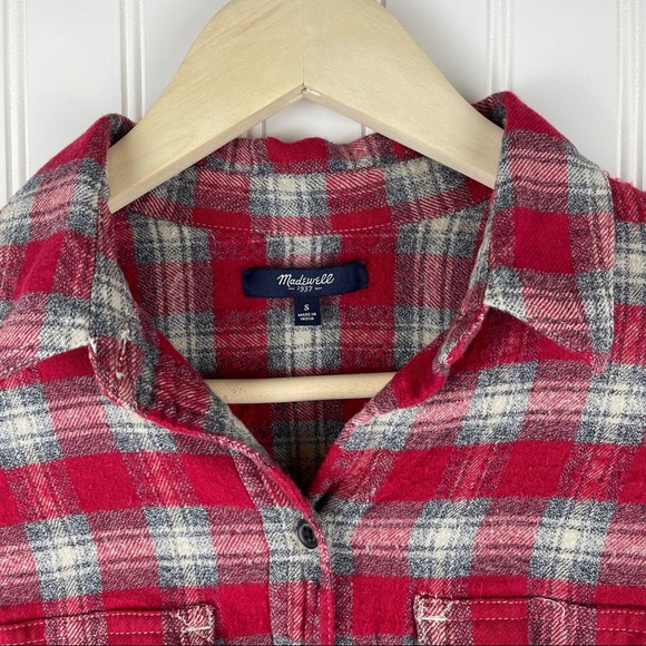 Madewell Red Ex-Boyfriend Fairfax Plaid Flannel Small - Picture 5 of 8